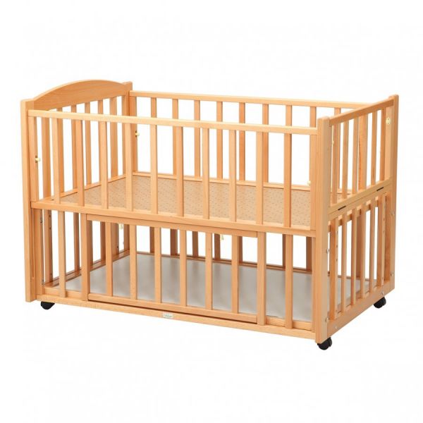 日本製 スリーオープンベビーベッド b-sideDX（ナチュラル）